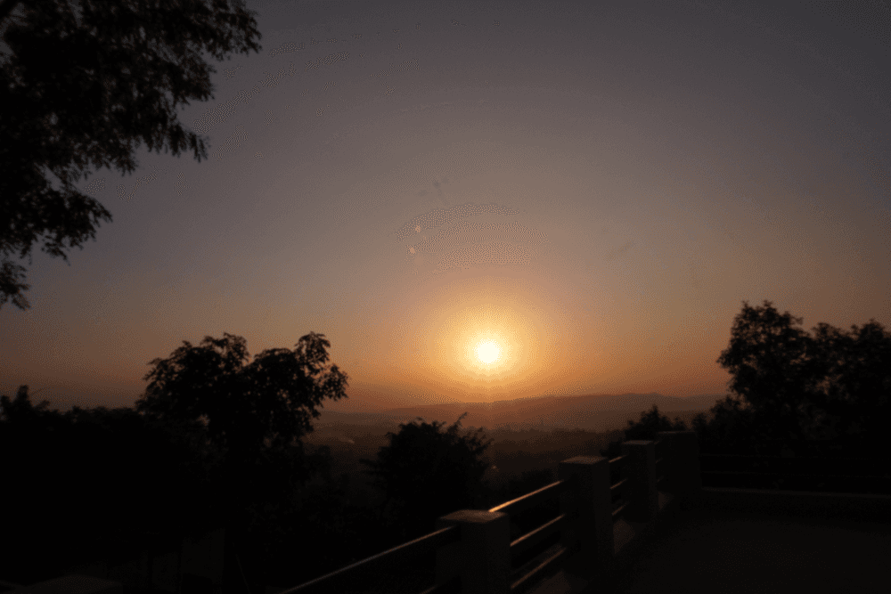 Sunset over the valley from outside the room
