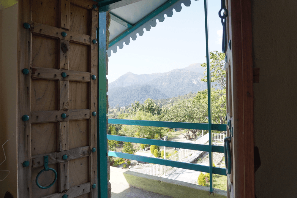 Balcony view of the Kumaon mountains