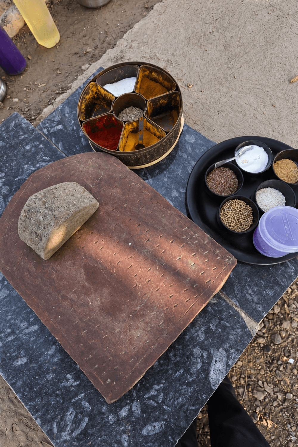 Traditional pahadi spices and grinding stone